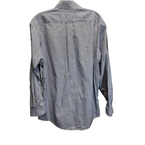 Nordstrom Classic Mens Blue & White Striped Pinpoint Oxford Shirt 100% Cotton Lo - Picture 2 of 6